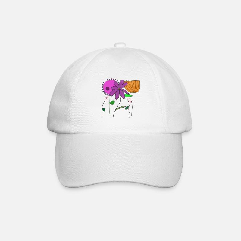 Blumenmotive mit bunten Blumen und Blättern - Baseballkappe - Weiß/Weiß