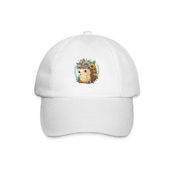 Flower Crown Hedgehog - Baseball Cap - white/white - Front