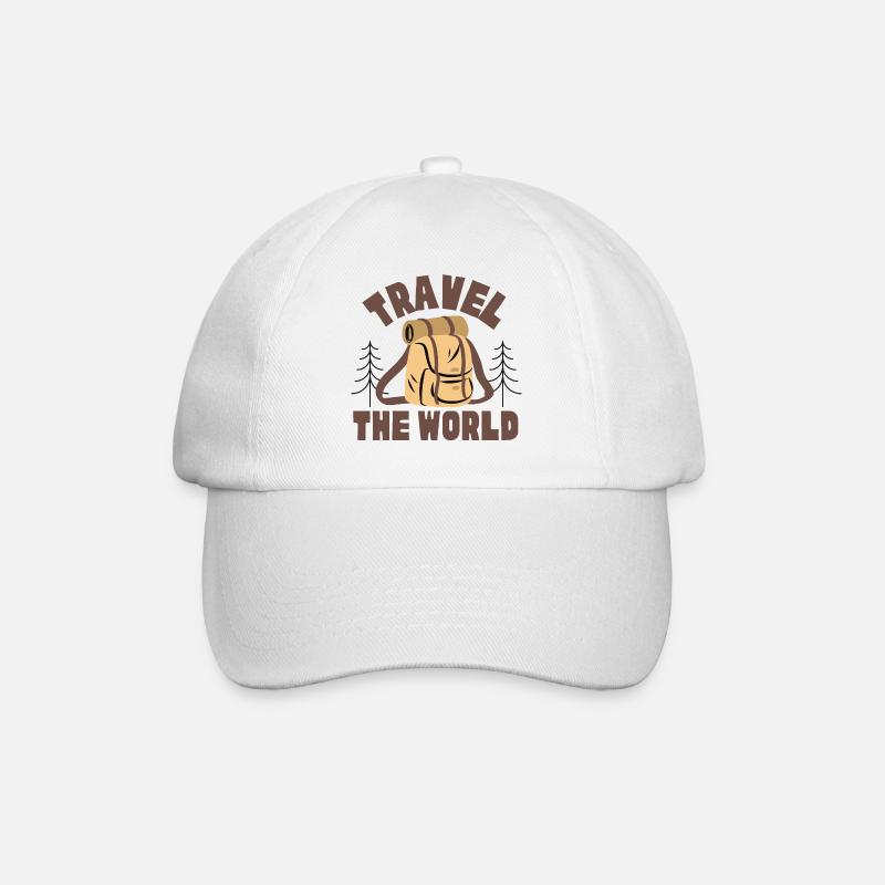 Travel the World (Rucksack, Bäume) (Geschenkidee) - Baseballkappe - Weiß/Weiß