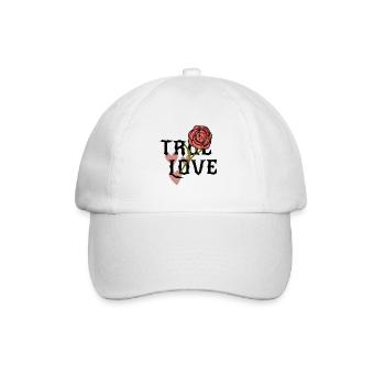 Wahre Liebe, blühendes Gefühl, Herz und Rose - Baseballkappe - Weiß/Weiß - Vorne