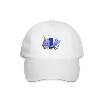 First Birthday Happy Birthday Little Whale - Baseball Cap - white/white - Front