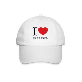 I LOVE BELARUS Weißrussland - Baseballkappe - Weiß/Weiß - Vorne