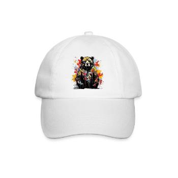 Brüllender Bär. Stärke im Graffiti-Stil. - Baseballkappe - Weiß/Weiß - Vorne
