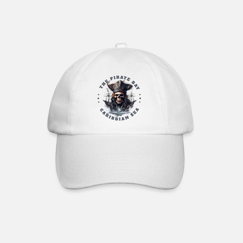 Pirat Totenkopf Jolly Roger Kostüm Geschenkidee - Baseballkappe - Weiß/Weiß
