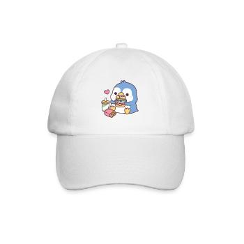 Mignon pingouin bleu mangeant du poisson Burger - Casquette classique - blanc/blanc - Devant