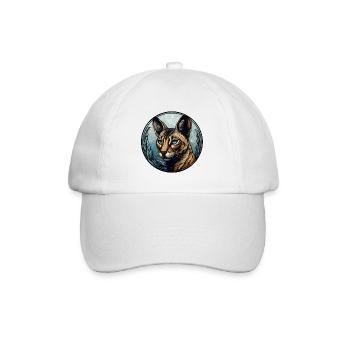 Savannah Katzenrasse Aquarellglas - Baseballkappe - Weiß/Weiß - Vorne