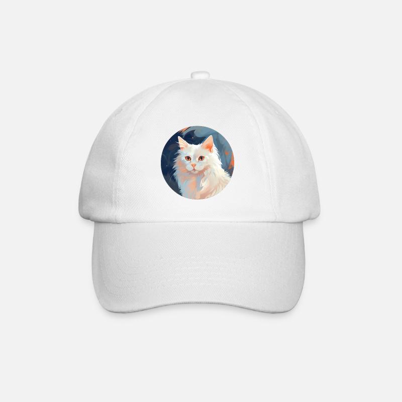 Turkish Angora Cat - Baseball Cap - white/white