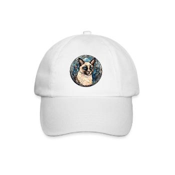 Schneeschuh-Katzenrasse Aquarell-Glasmalerei - Baseballkappe - Weiß/Weiß - Vorne