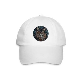 Sibirische Katzenrasse Aquarell Glasmalerei - Baseballkappe - Weiß/Weiß - Vorne