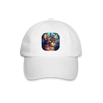 Bunte Aquarellfarbe der braunen Katzenrasse Havanna - Baseballkappe - Weiß/Weiß - Vorne