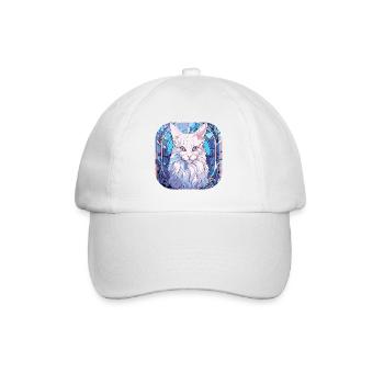 Colorful Turkish Angora Cat Breed Watercolor Paint - Baseball Cap - white/white - Front
