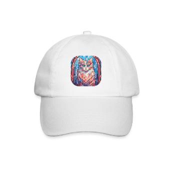 Bunte sibirische Katzenrasse Aquarellmalerei - Baseballkappe - Weiß/Weiß - Vorne