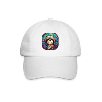 Coloré Shih Tzu Dog Breed Aquarelle Peinture sur verre - Casquette classique - blanc/blanc - Devant