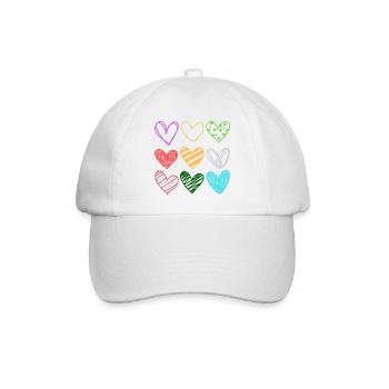 Bunte DoodleHerzen Muster - Baseballkappe - Weiß/Weiß - Vorne