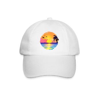 Summer Sunset Beach Watercolor - Baseball Cap - white/white - Front