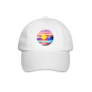 Summer Sunset Beach Watercolor - Baseball Cap - white/white - Front
