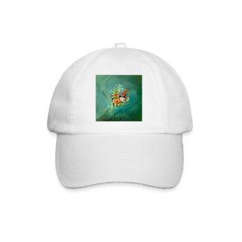 Wunderschöne elegante Blumen mit Vogel. - Baseballkappe - Weiß/Weiß - Vorne