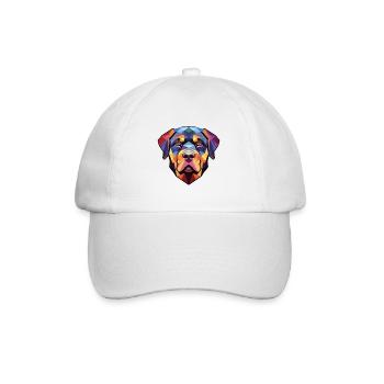 Rottweiler Hund Buntes Aquarell Tier Karikatur - Baseballkappe - Weiß/Weiß - Vorne