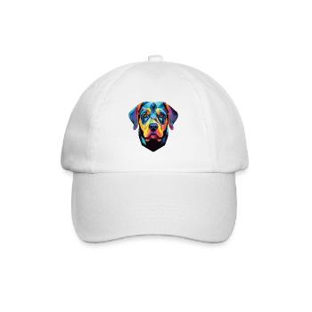 Rottweiler Hund Buntes Aquarell Tier Karikatur - Baseballkappe - Weiß/Weiß - Vorne