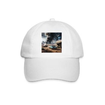 UFO über Wüstenstaub - Baseballkappe - Weiß/Weiß - Vorne