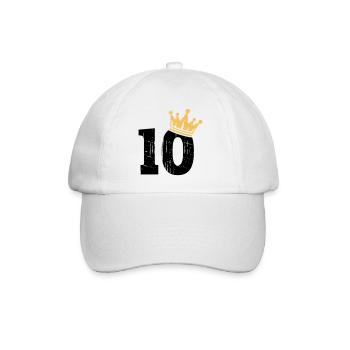 10 Krone 10. Geburtstag 10 Jahre - Baseballkappe - Weiß/Weiß - Vorne