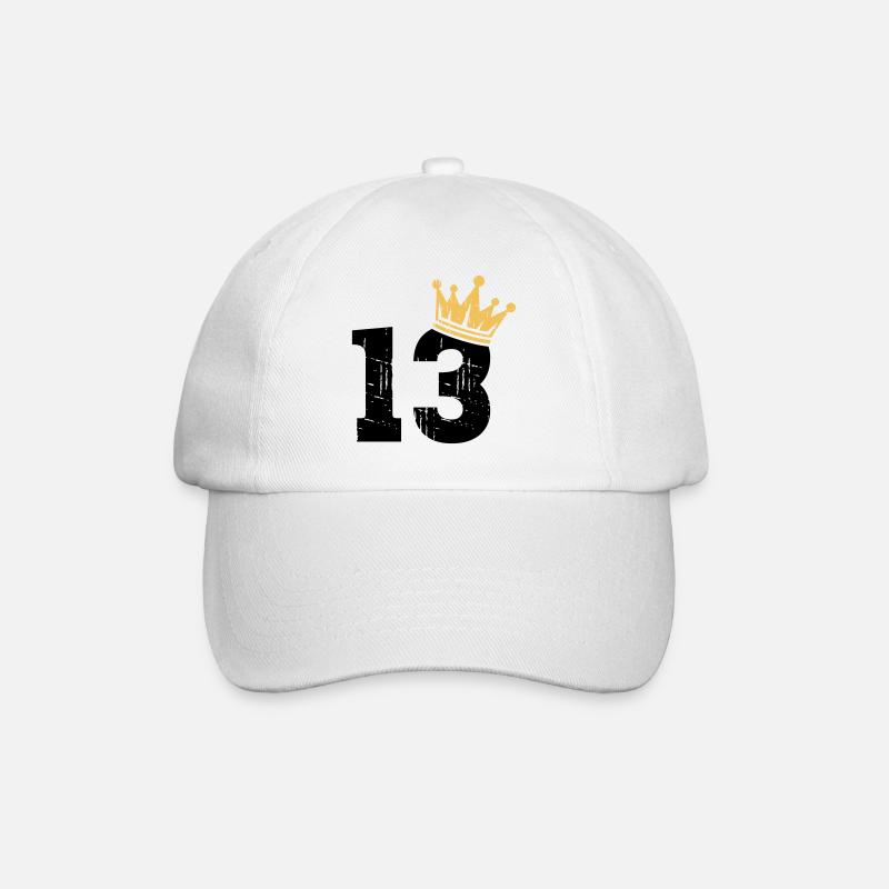 13 Krone 13. Geburtstag 13 Jahre - Baseballkappe - Weiß/Weiß