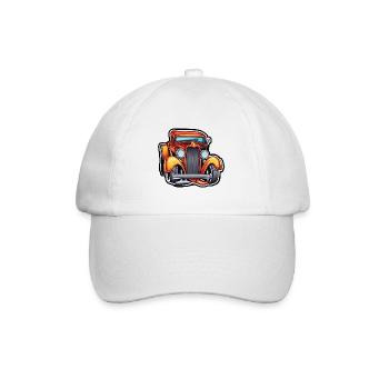 Hot Rod / Car / Vehicle / Automobile / Motor - Baseball Cap - white/white - Front