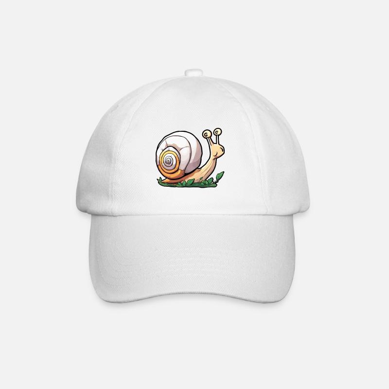 Schnecke / Tier / kriechen / Schleimig / langsam - Baseballkappe - Weiß/Weiß