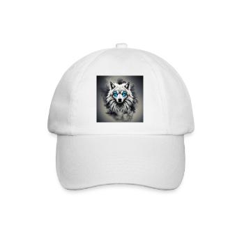 wolf blue eyes - Baseball Cap - white/white - Front