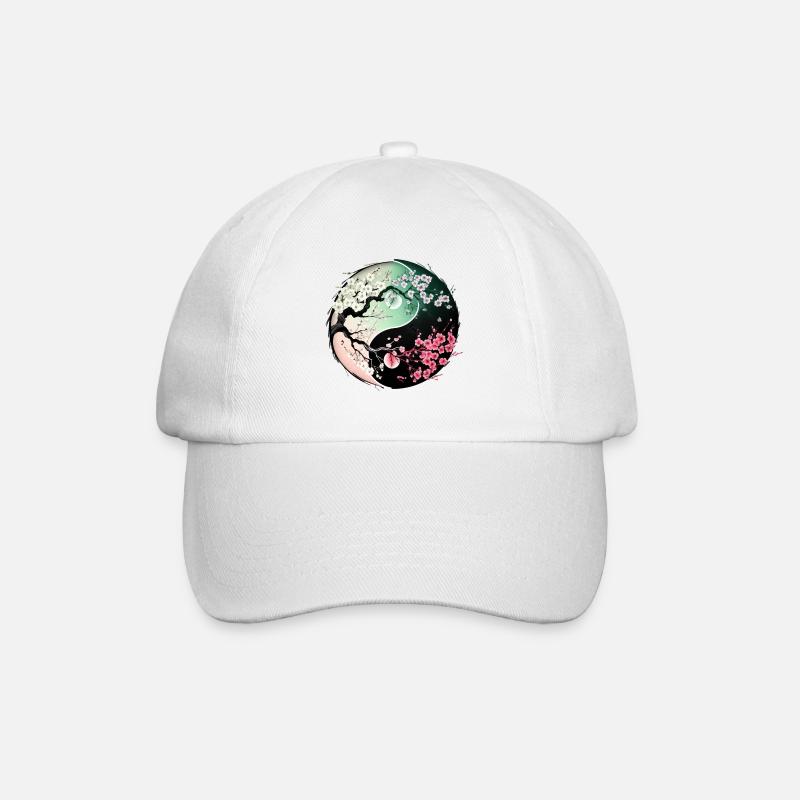 sakura yin yang - Baseballkappe - Weiß/Weiß