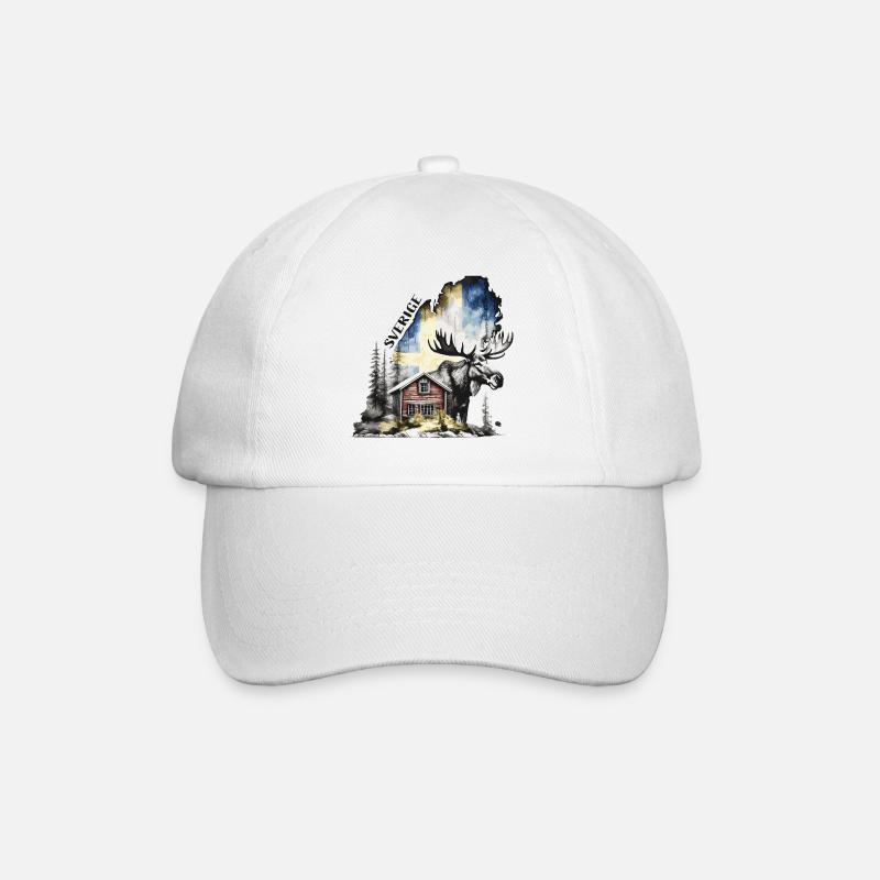 Sverige - Suède - Moose - Maison de la Suède - Casquette classique - blanc/blanc