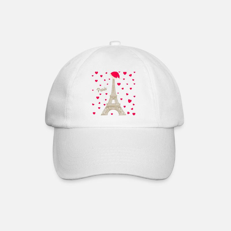 Eiffelturm Paris in der Weihnachtszeit, Liebe Herz - Baseballkappe - Weiß/Weiß