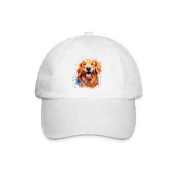 Aquarell Golden Retriever - Baseballkappe - Weiß/Weiß - Vorne