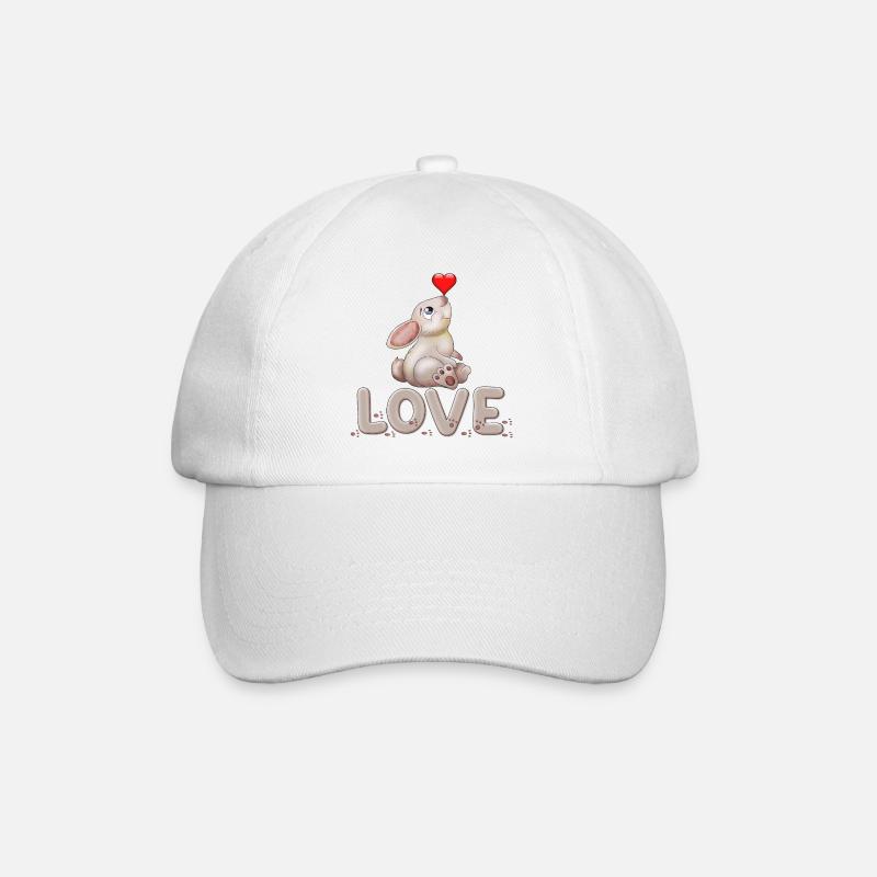 Doux lapin avec affichage d’amour en forme de cœur - Casquette classique - blanc/blanc