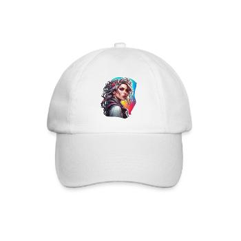 Rocker Girl / Punk Rock / Woman / Colorful Hair / Cool - Baseball Cap - white/white - Front