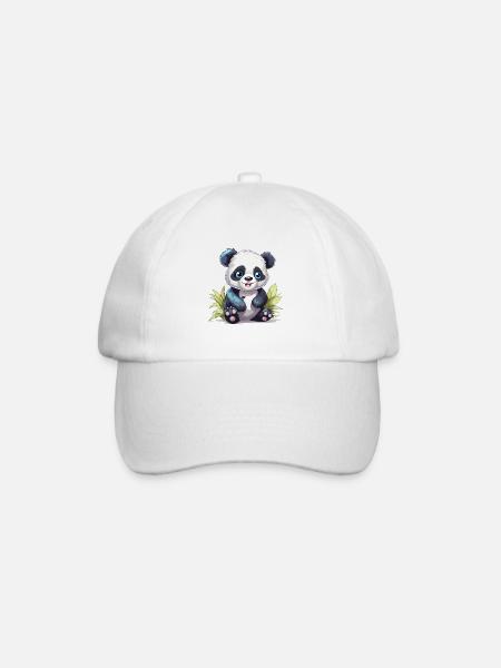 Mignon Panda Aquarelle Colorée Dessin Animé Kawaii Anim - Basebollkeps - vit/vit