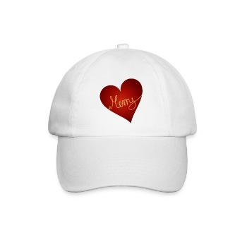bright red heart with gold-coloured inscription - Baseball Cap - white/white - Front