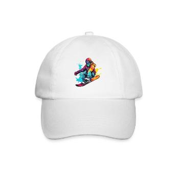 Snowboarder / Sports d’hiver / Piste / Neige / Alpes - Casquette classique - blanc/blanc - Devant