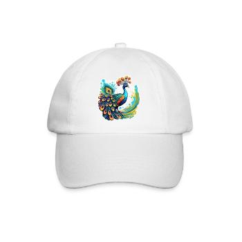 Paon / Animal / Zoo / Plumage / Beauté naturelle - Casquette classique - blanc/blanc - Devant