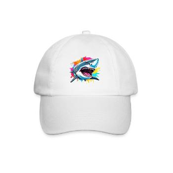 Requin / Faune / Sous-marin / Mer / Océan - Casquette classique - blanc/blanc - Devant