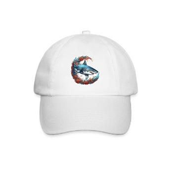 Requin / Faune / Sous-marin / Mer / Océan - Casquette classique - blanc/blanc - Devant