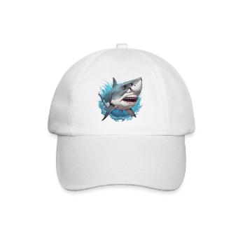 Requin / Faune / Sous-marin / Mer / Océan - Casquette classique - blanc/blanc - Devant
