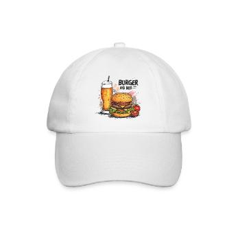 Burger And Beer Essen Alkohol Lustige Sprüche - Baseballkappe - Weiß/Weiß - Vorne