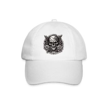 Skull / skull / skeleton / gothic / tattoo - Baseball Cap - white/white - Front