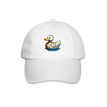 Gummiente / Badeente / Wasser / Badewanne - Baseballkappe - Weiß/Weiß - Vorne