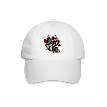 Silver skull with red eyes - Baseball Cap - white/white - Front