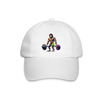 Bodybuilder / Sports / Fitness / Monkey / Muscles - Baseball Cap - white/white - Front