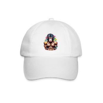 Bodybuilder / Sports / Fitness / Monkey / Muscles - Baseball Cap - white/white - Front