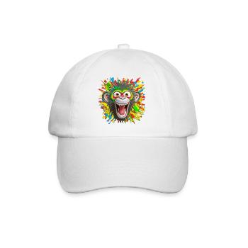 Porträt/Kopf eines bunten Rasta-Affen platzt vor Lachen - Baseballkappe - Weiß/Weiß - Vorne