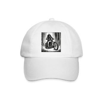 Biker / Motorrad Fahrer / Biker / Zweirad / Cross - Baseballkappe - Weiß/Weiß - Vorne